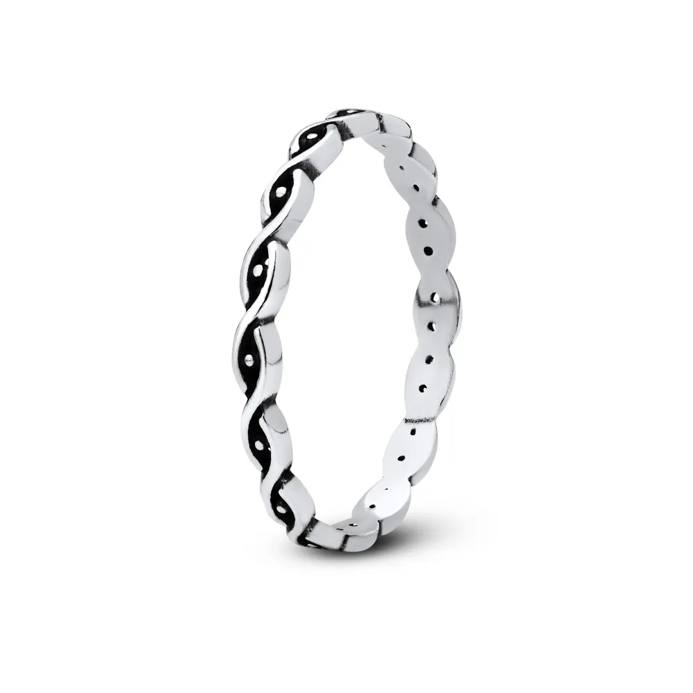 Anel Prata Envelhecido Trabalhado