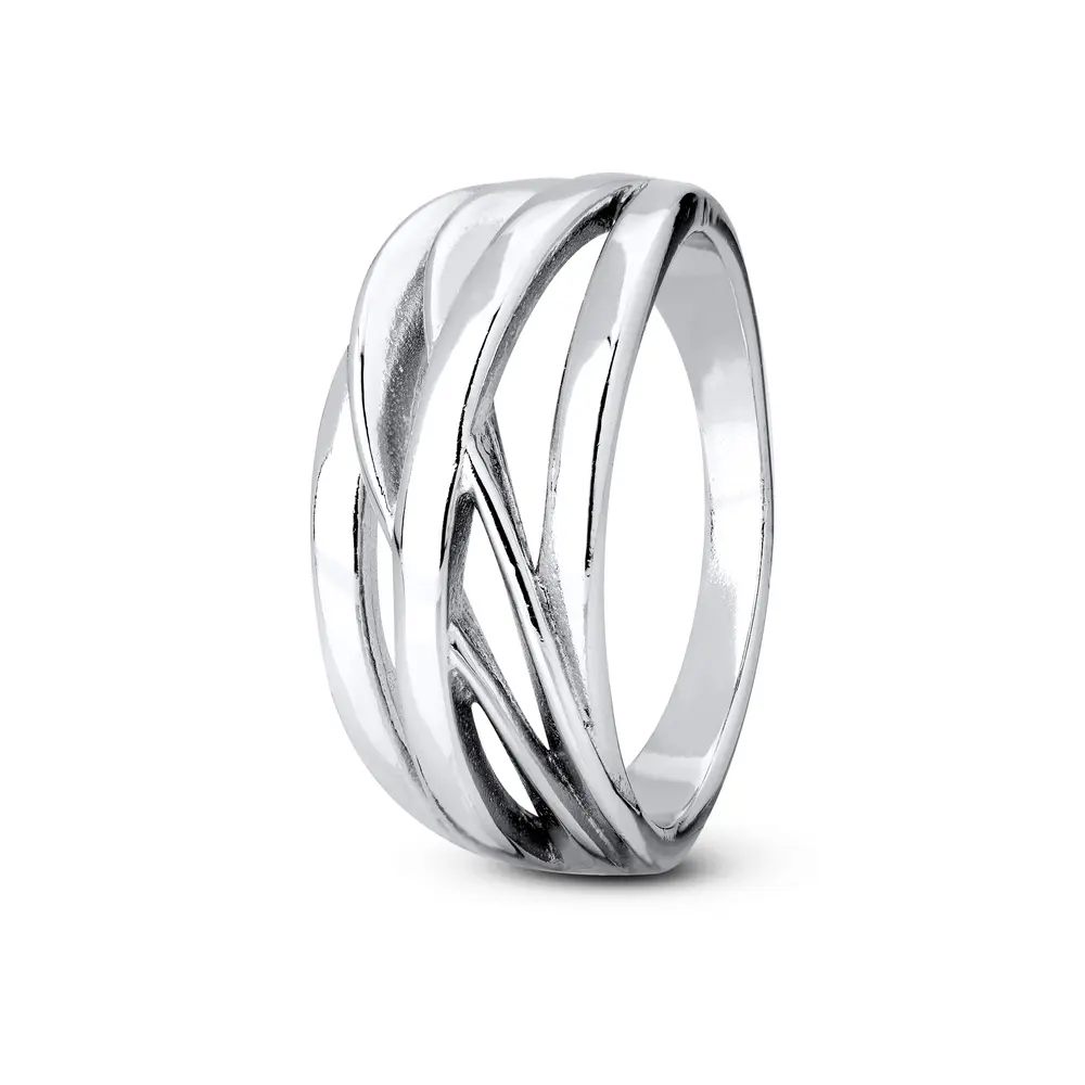 Anel  Prata Rodinado Liso Largo