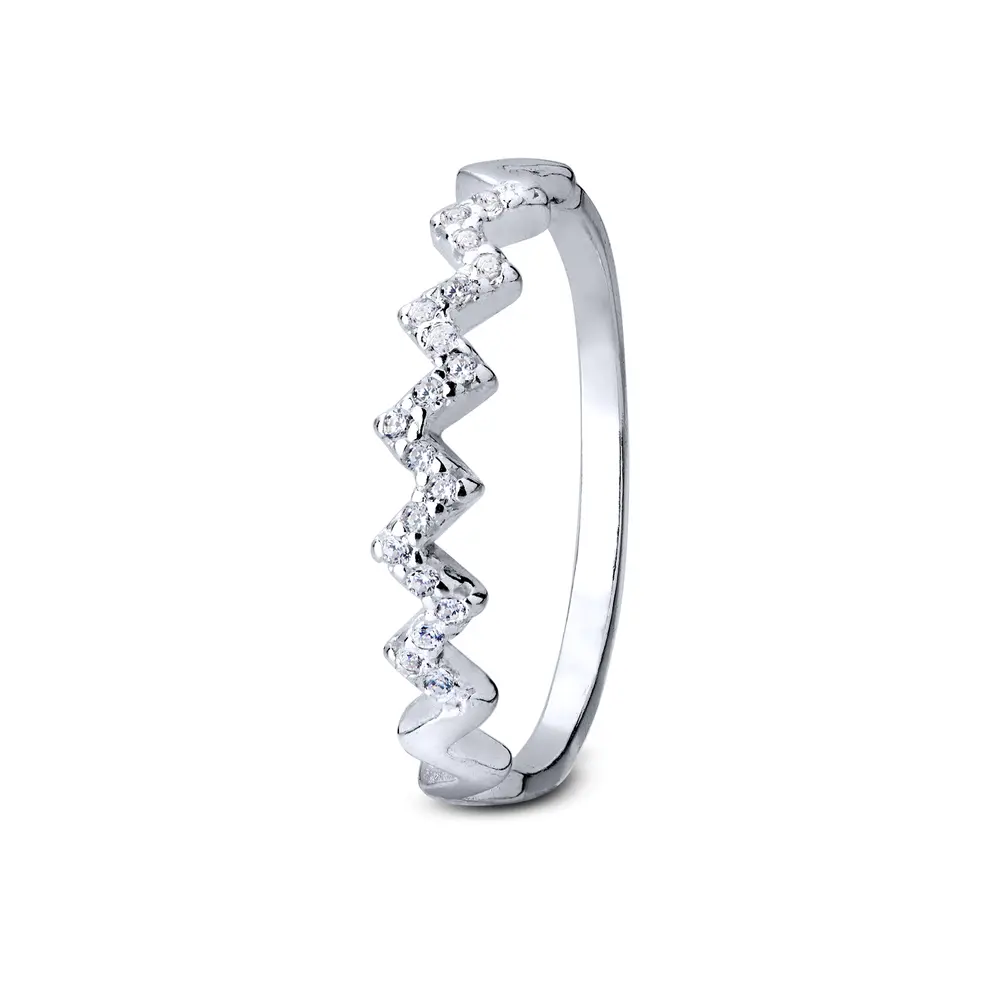 Anel Prata Estilo Meia Aliança