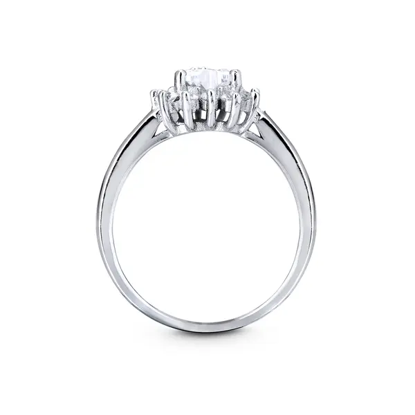 Anel Prata Com Rodio Corações De Zircônias