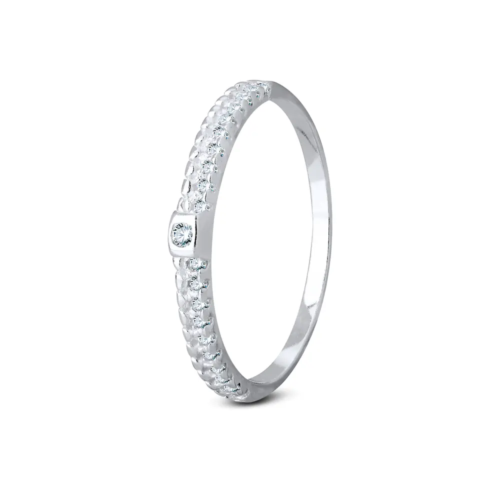 Anel Prata  Com Zircônias