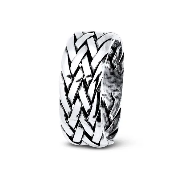 Anel Masculino Prata Envelhecida  Trançado