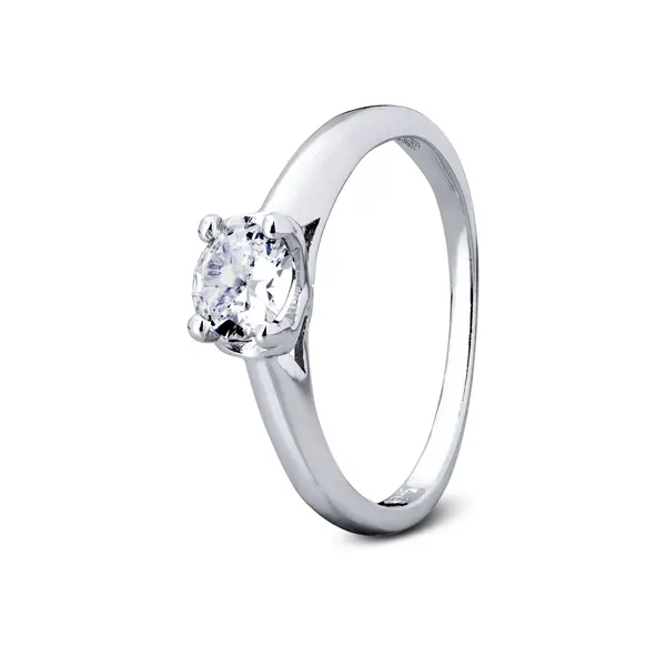 Anel Prata Rodinado Solitário