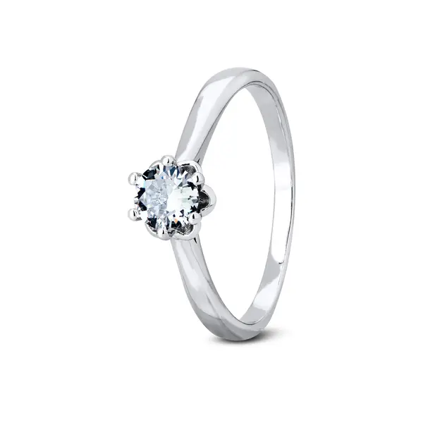 Anel  Prata Rodinado Solitario