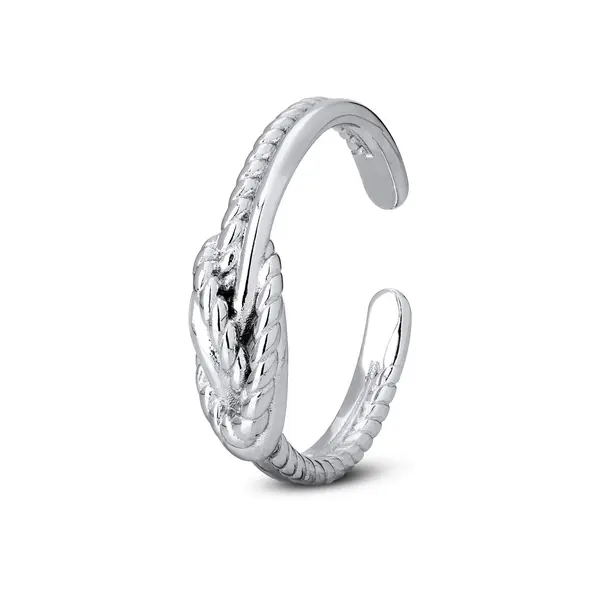 Anel  Prata Rodinado Nó Trabalhado