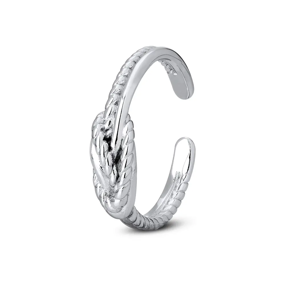 Anel  Prata Rodinado Nó Trabalhado