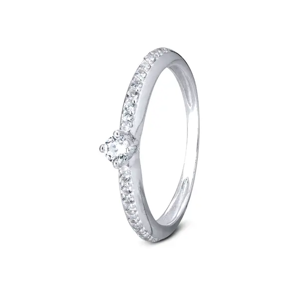 Anel Prata Com Zircônias