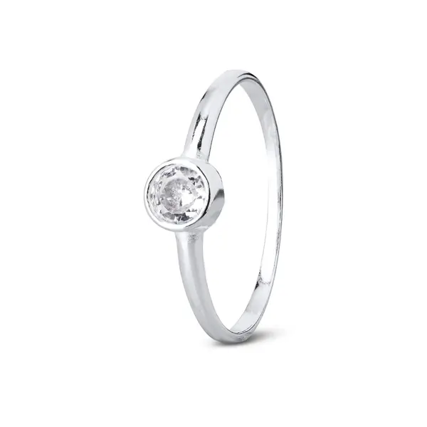 Anel Prata Zircônia