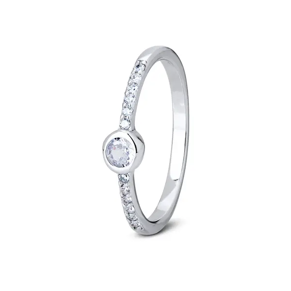 Anel  Prata Rodinado  Redondo  P Com Zircônias