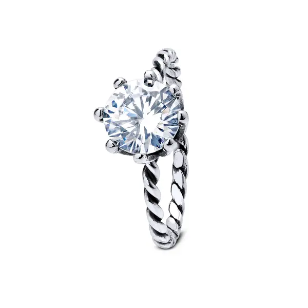 Anel Prata Envelhecido Com Zircônia