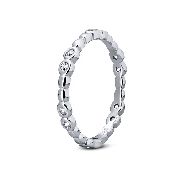 Anel Prata Rodinado Inteiro Com Zircônias