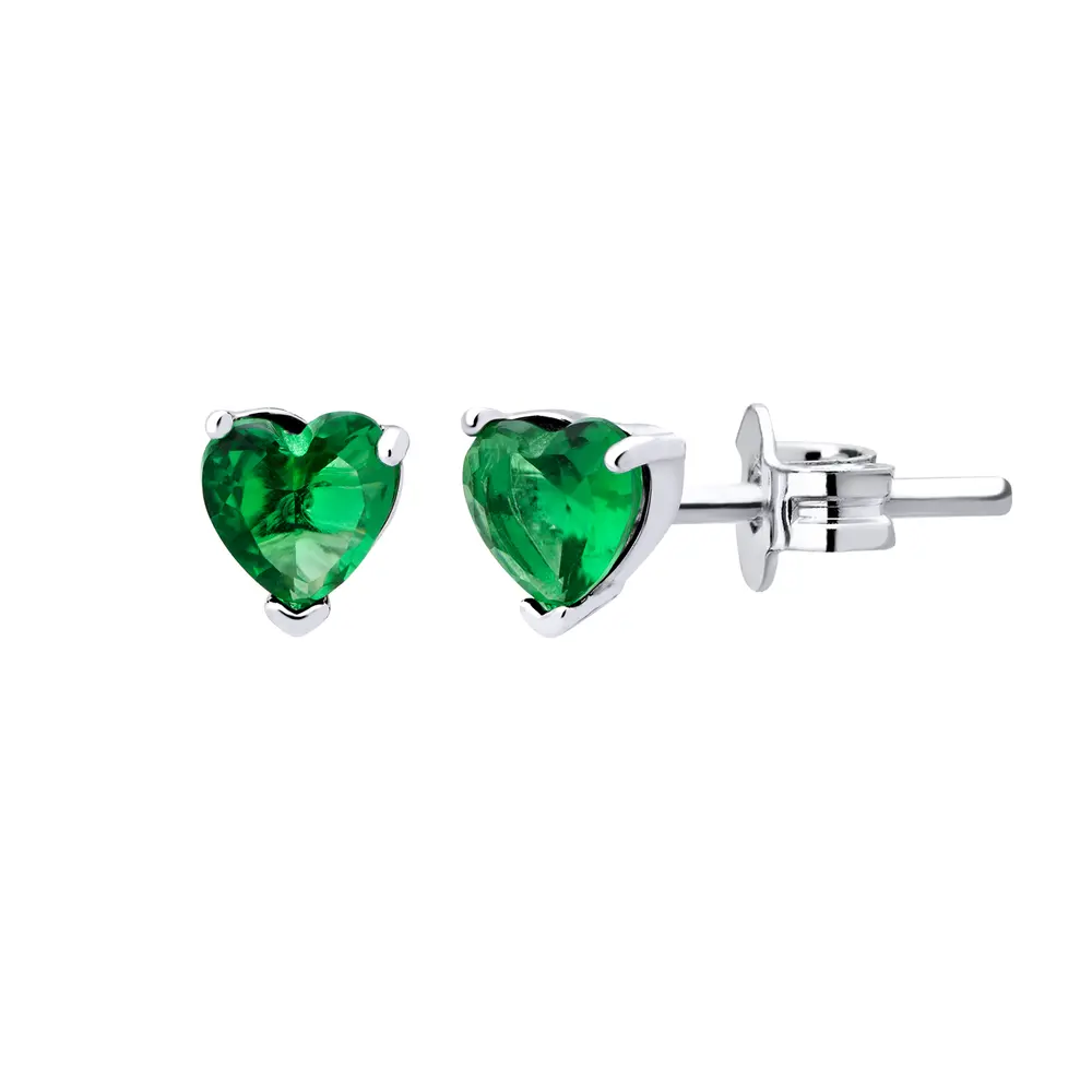 Brinco Prata Leve Amor Zircônia  Verde .
