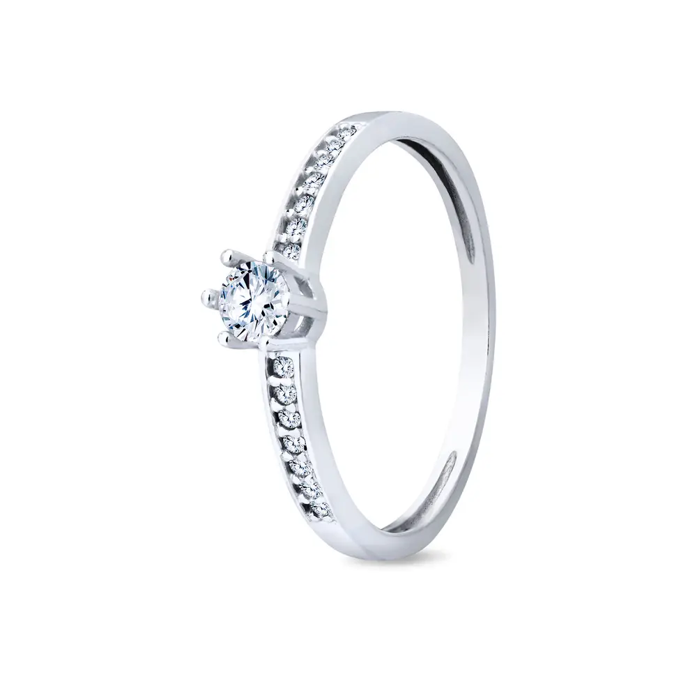 Anel Prata Com Zircônias