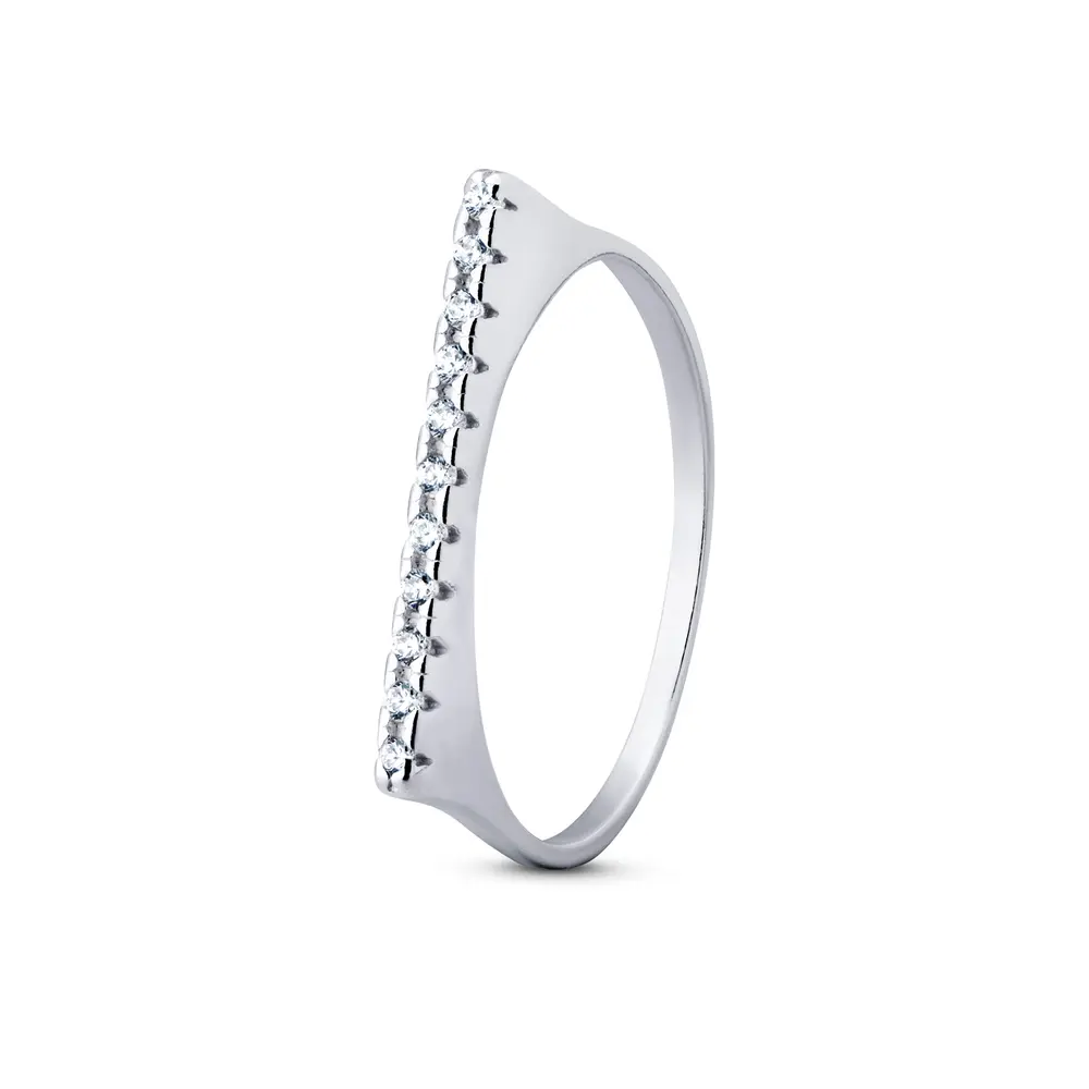 ANEL PRATA RETO CRAVEJADO COM ZIRCÔNIAS