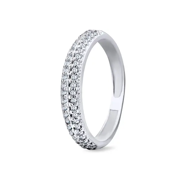 Anel Prata Meia Aliança Varias Zircônias