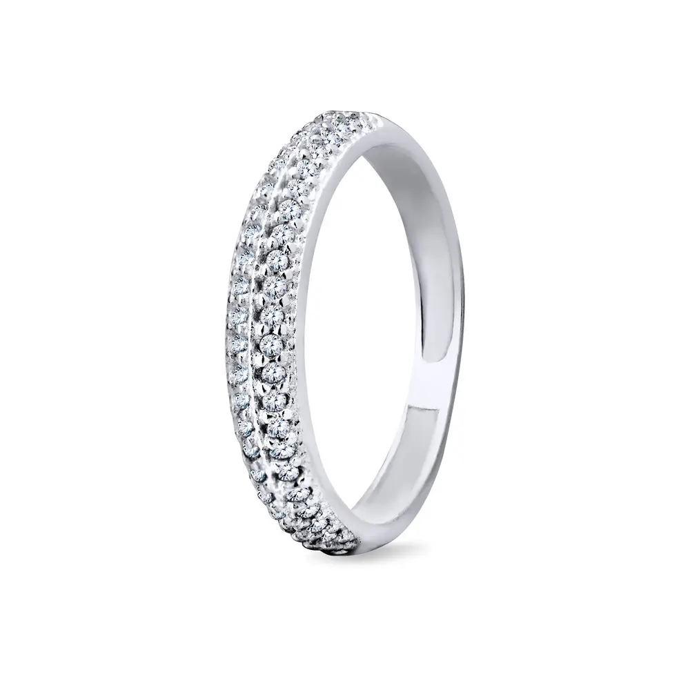 Anel Prata Meia Aliança Varias Zircônias