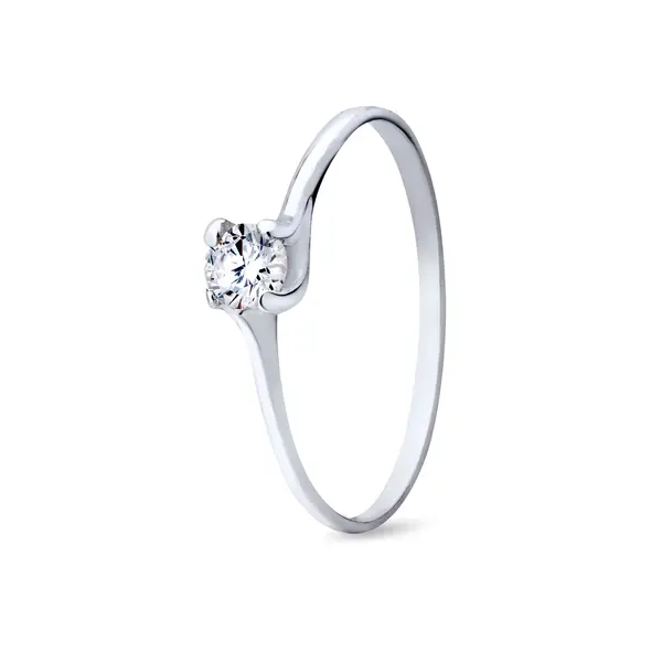 Anel Prata Torçido Solitário