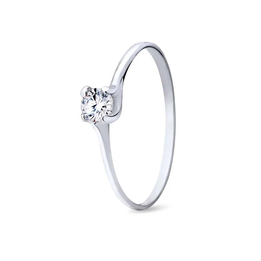 Anel Prata Torçido Solitário