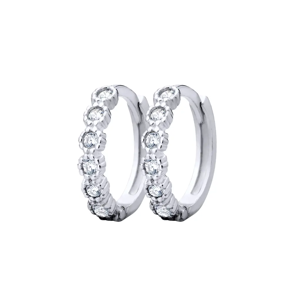Brinco Prata Argola Com Zircônias