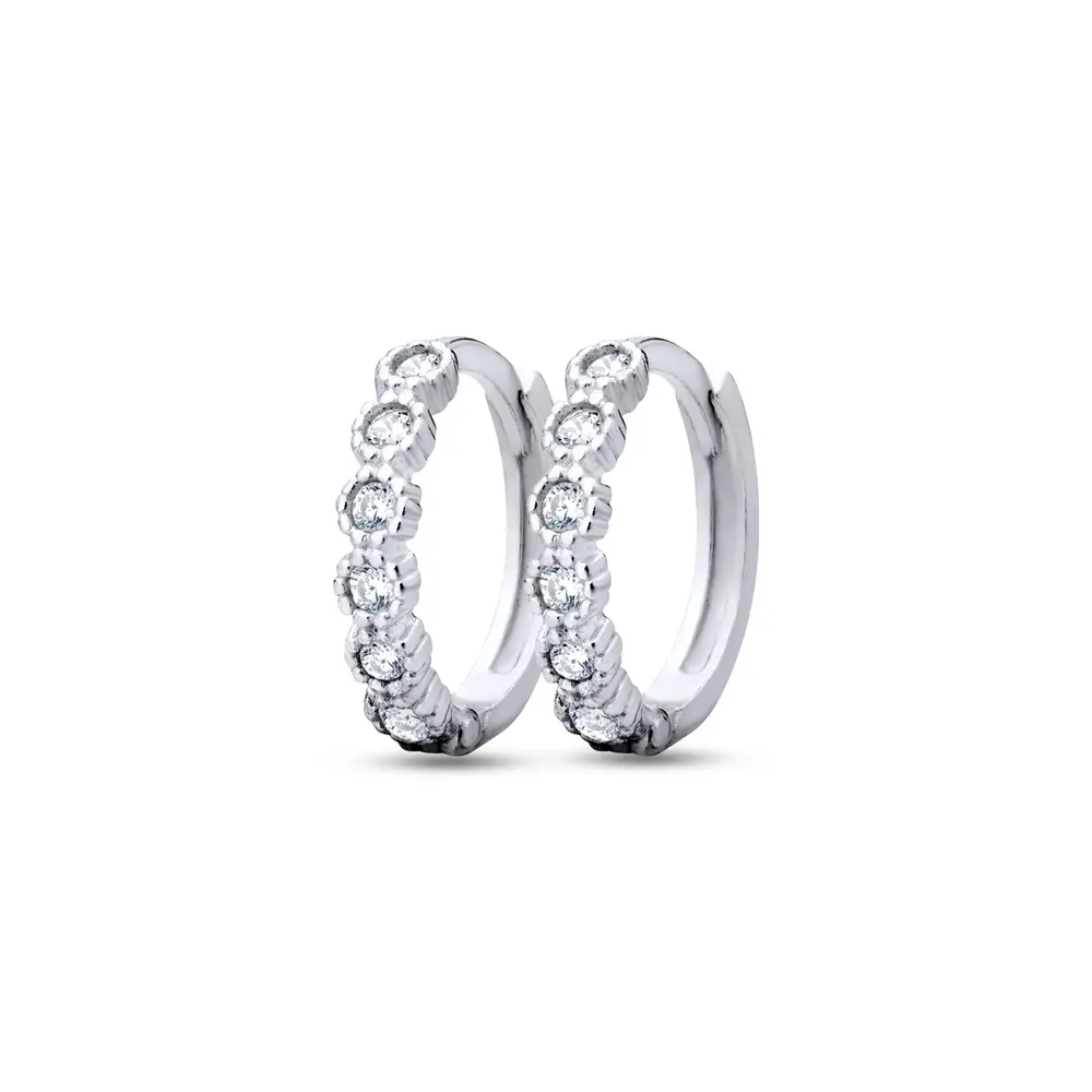 Brinco Prata Argola Com Zircônias