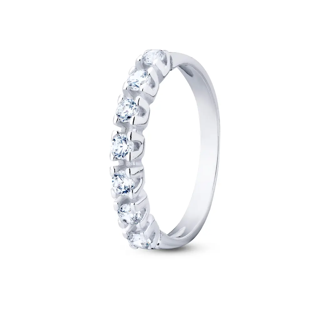 Anel Prata Meia Aliança