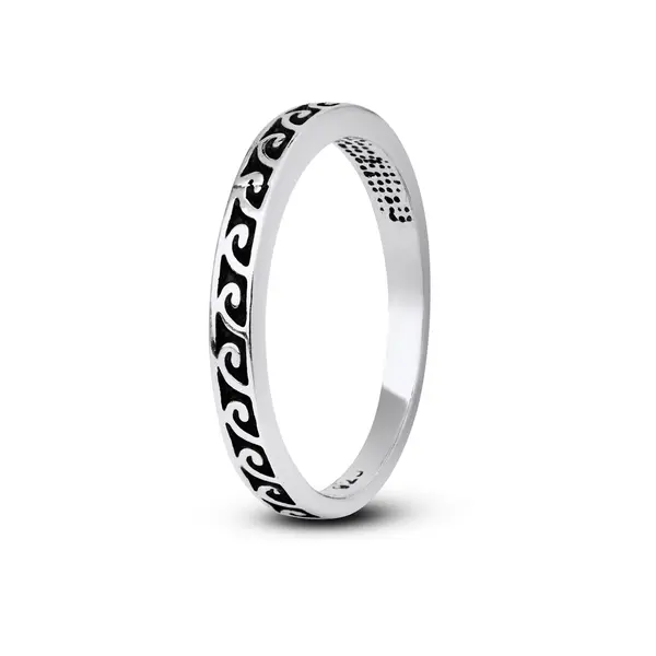 Anel Prata Envelhecido Trabalhado