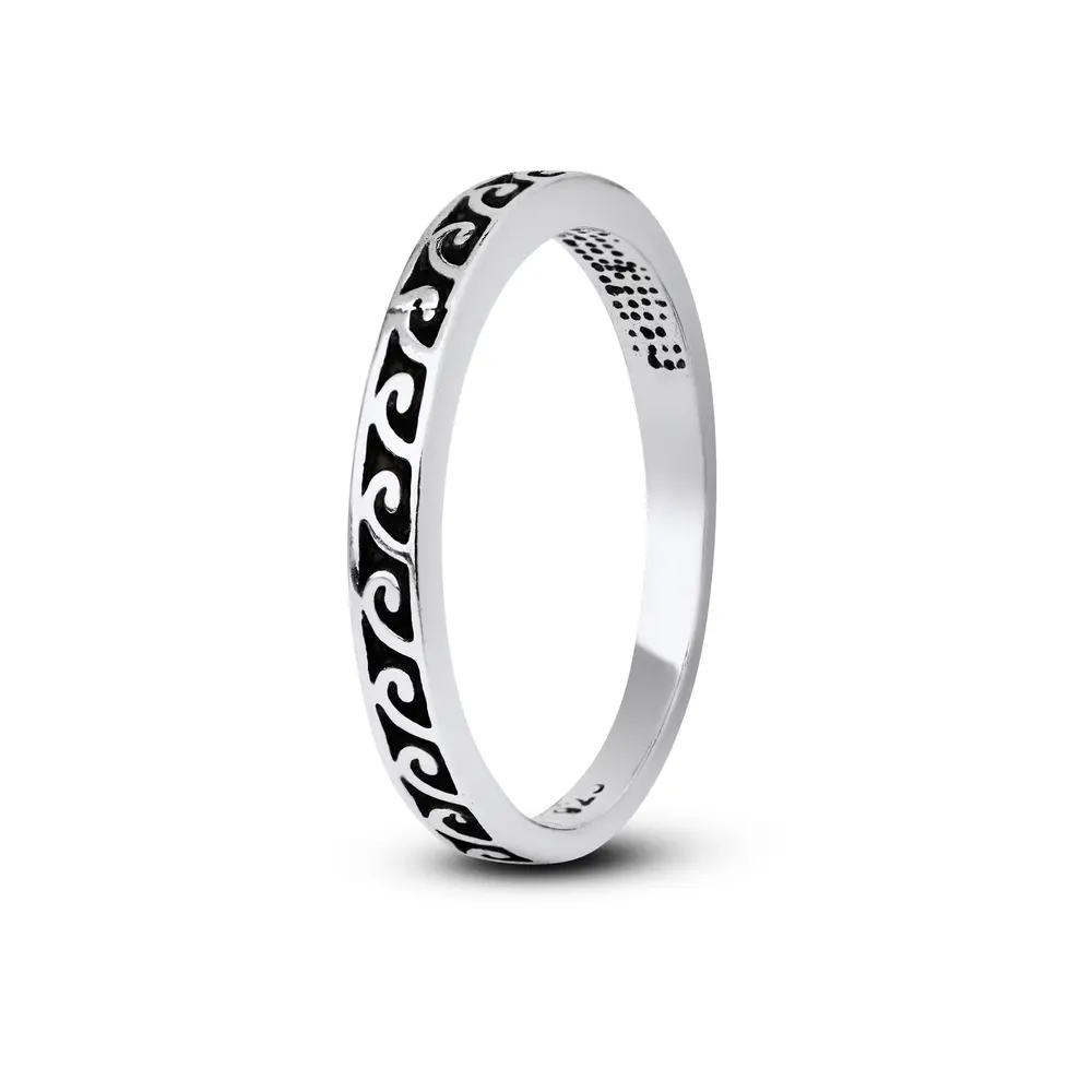 Anel Prata Envelhecido Trabalhado