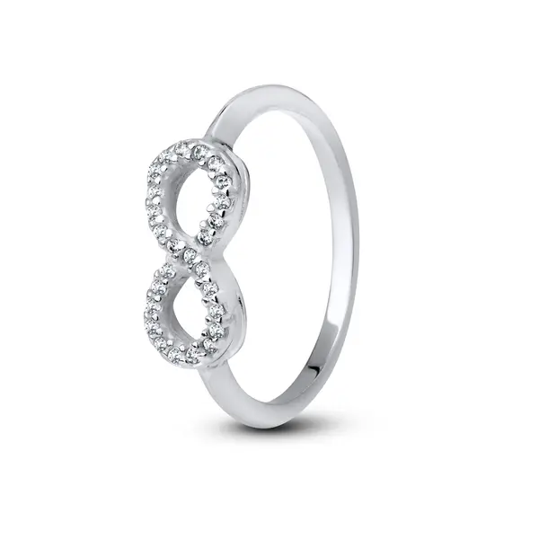 Anel Prata Infinito Com Zircônias