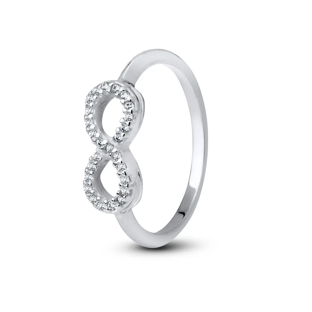 Anel Prata Infinito Com Zircônias