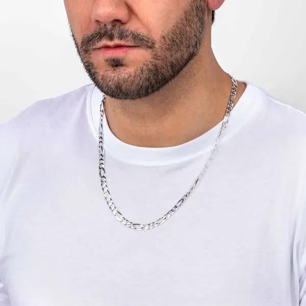 Corrente Prata Masculina Figaro 60cm 6mm