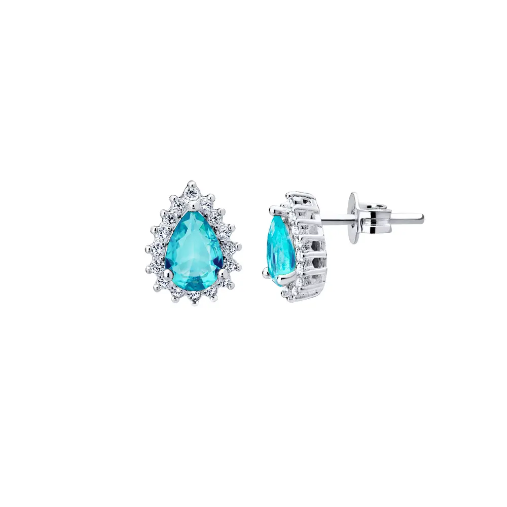 Brinco Prata Leve Precious Azul