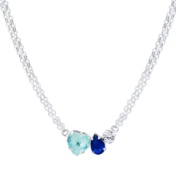 Gargantilha Prata Leve Precious Colors Blue