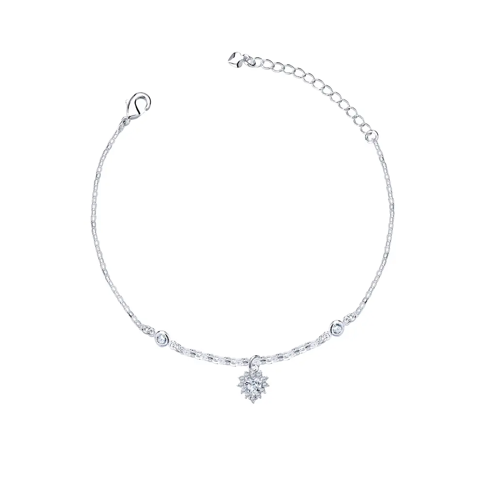 Pulseira Prata Leve  Precious Coração Com Zircônias