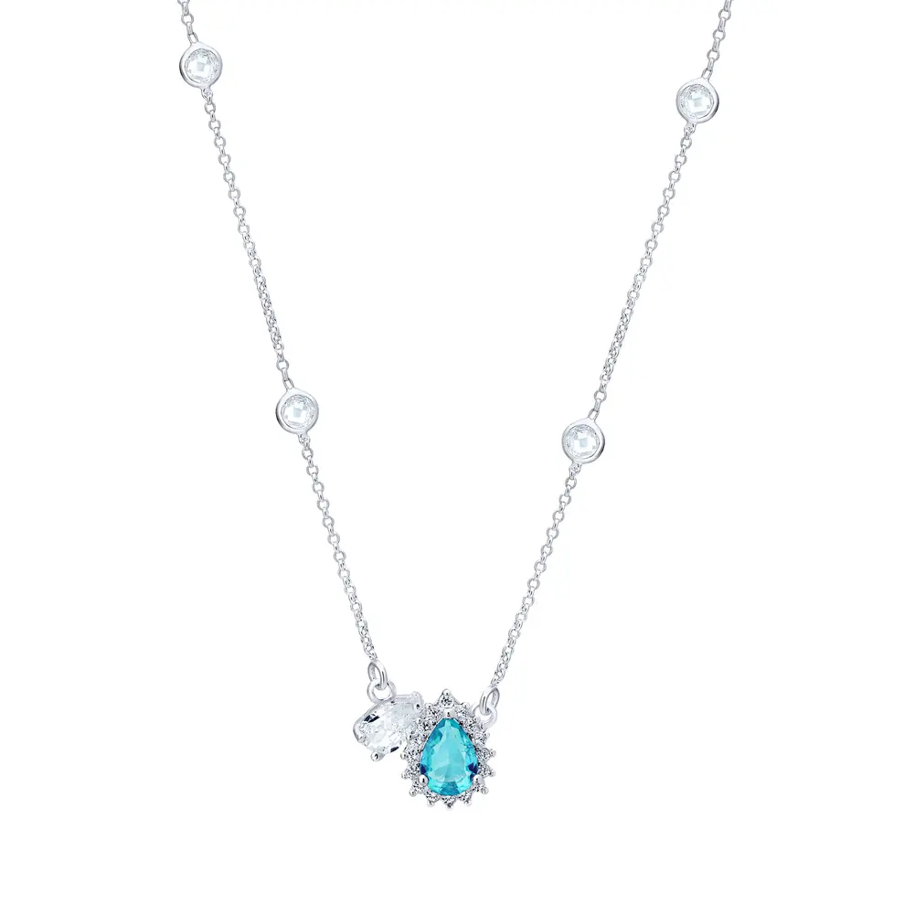 Gargantilha Prata Leve Precious Azul