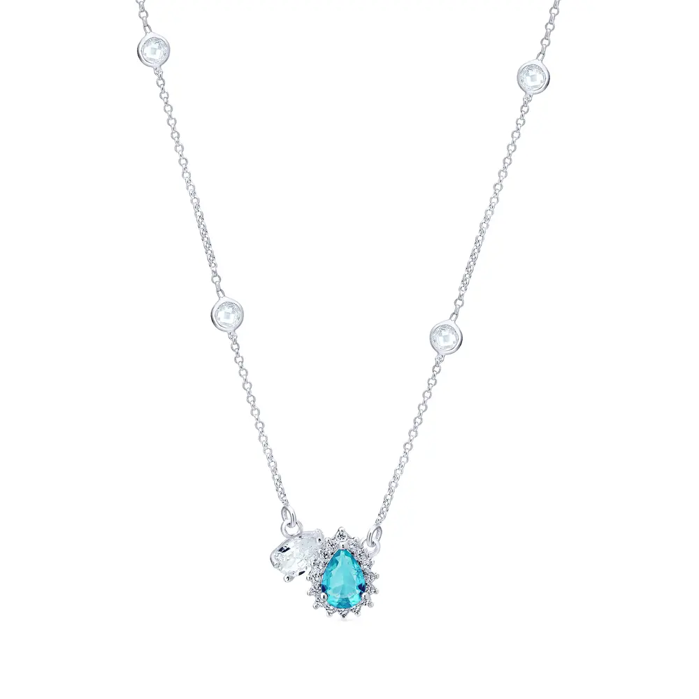 Gargantilha Prata Leve Precious Azul