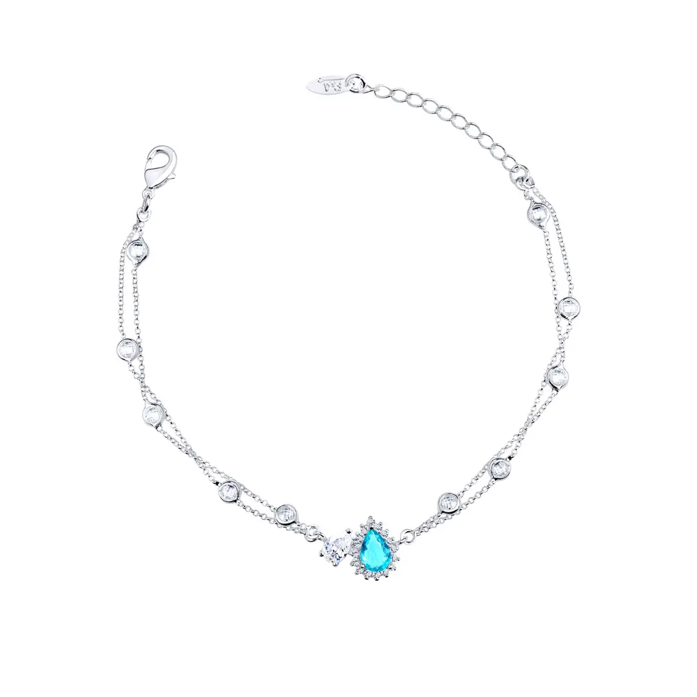 Pulseira Prata Leve Precious Azul