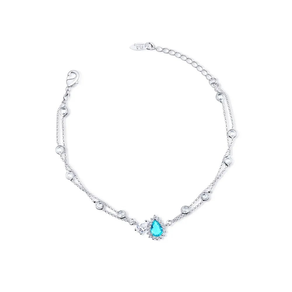 Pulseira Prata Leve Precious Azul