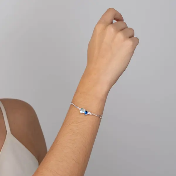 Pulseira Prata Leve Precious Colors Blue