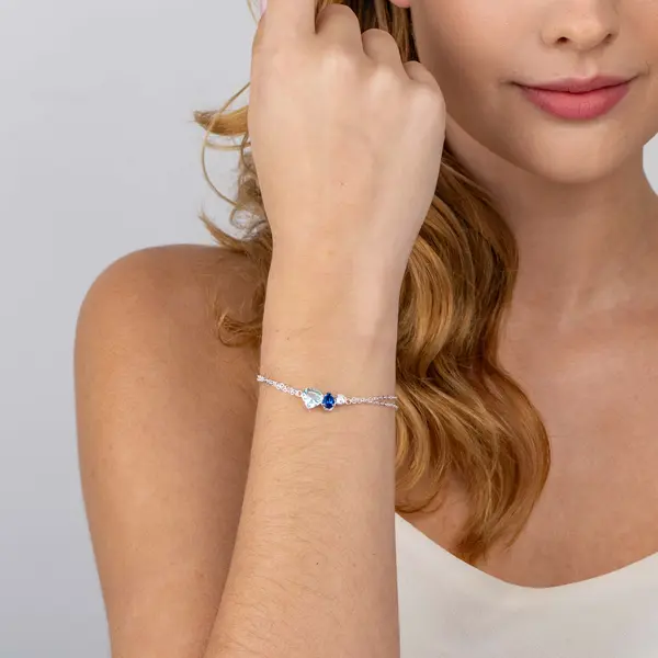 Pulseira Prata Leve Precious Colors Blue