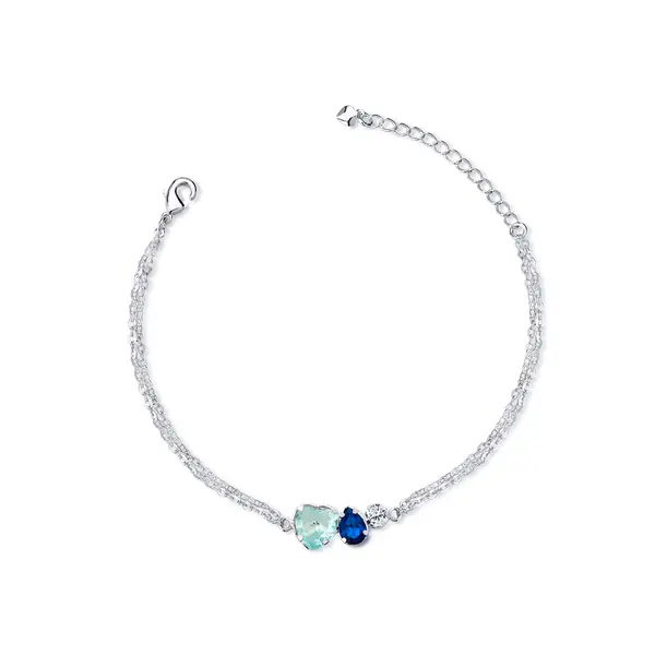 Pulseira Prata Leve Precious Colors Blue