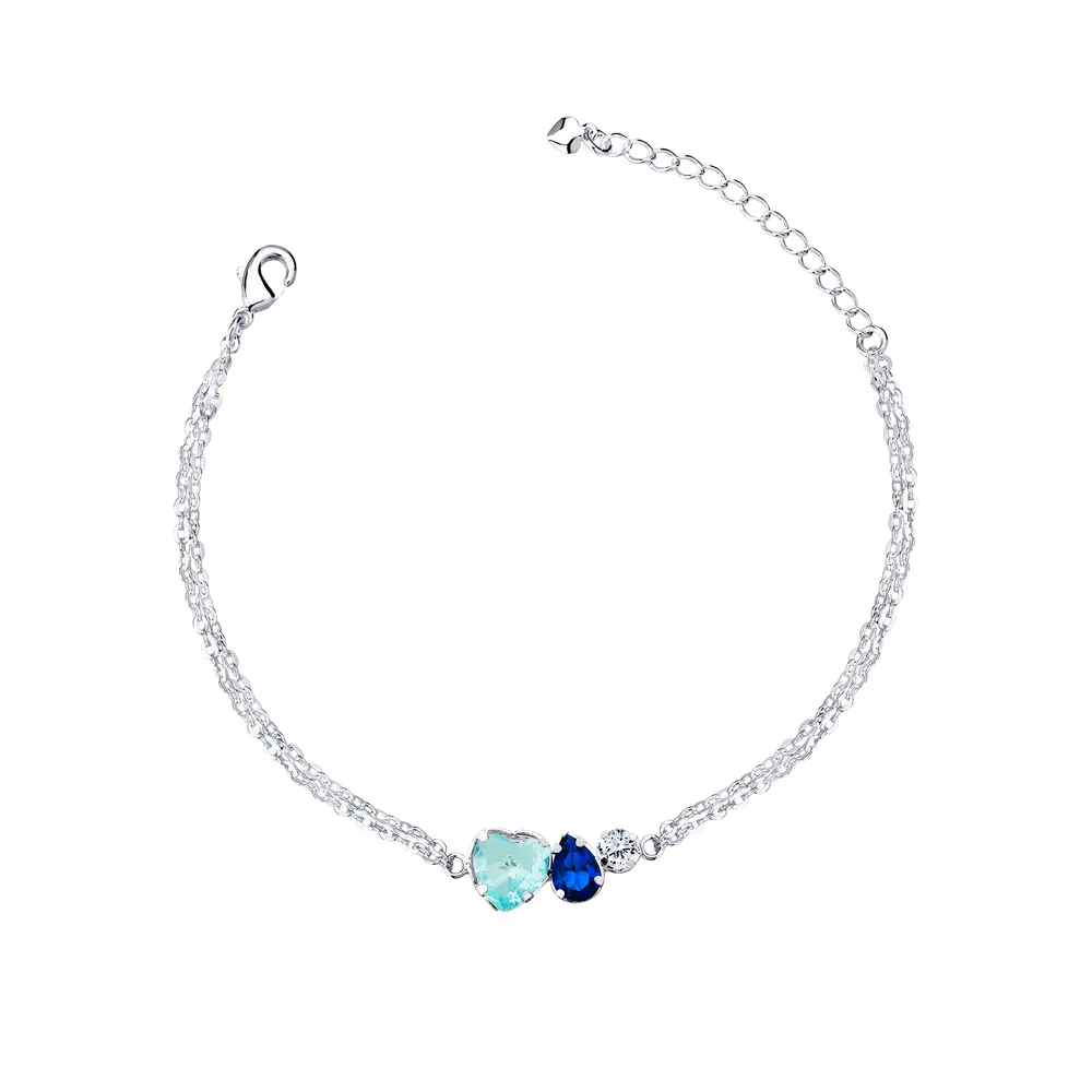 Pulseira Prata Leve Precious Colors Blue