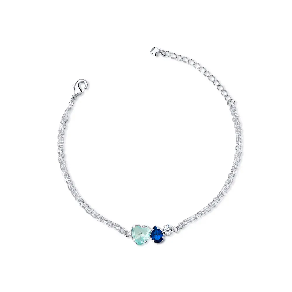 Pulseira Prata Leve Precious Colors Blue