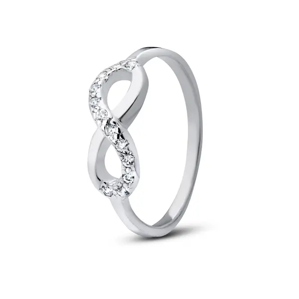 Anel Prata Infinito Com Zircônias