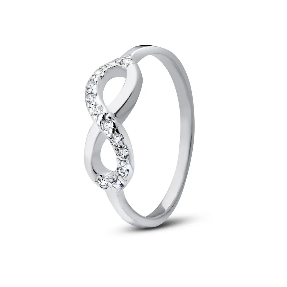 Anel Prata Infinito Com Zircônias