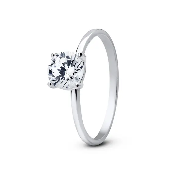 Anel  Prata  Solitário