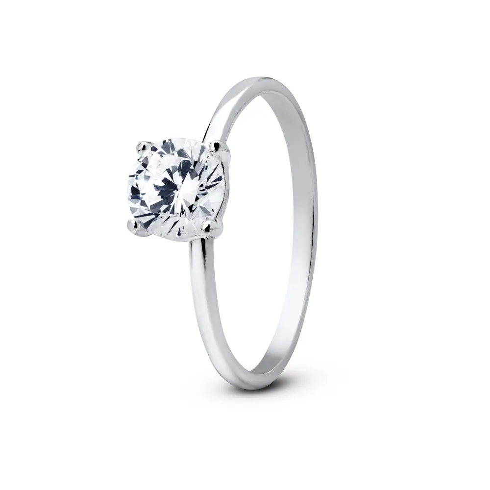 Anel  Prata  Solitário