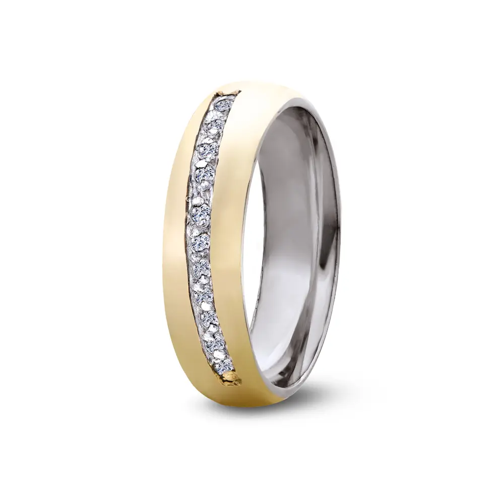 Aliança De Compromisso Léia - Prata Com Ouro 18K
