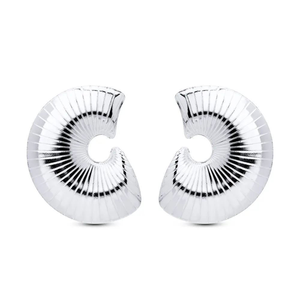 Brinco  Prata Leve Espiral Liso Grande