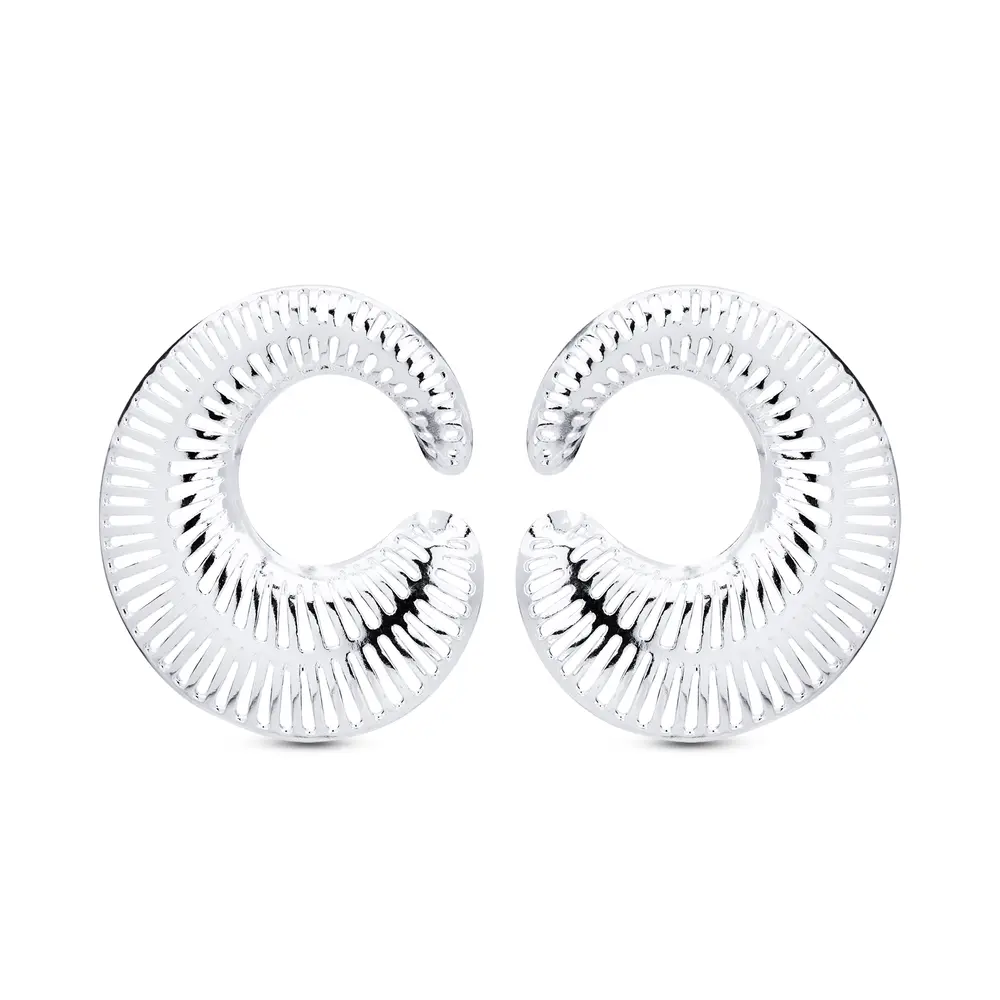 Brinco  Prata Leve Espiral Liso Medio
