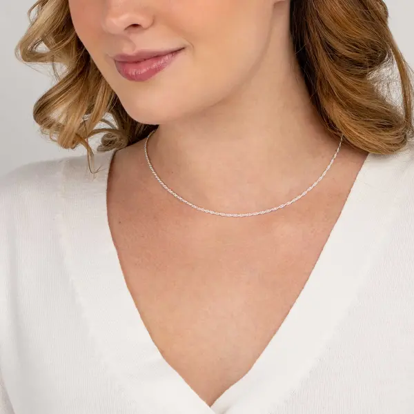 Corrente Prata Torçida 50cm 1,5mm